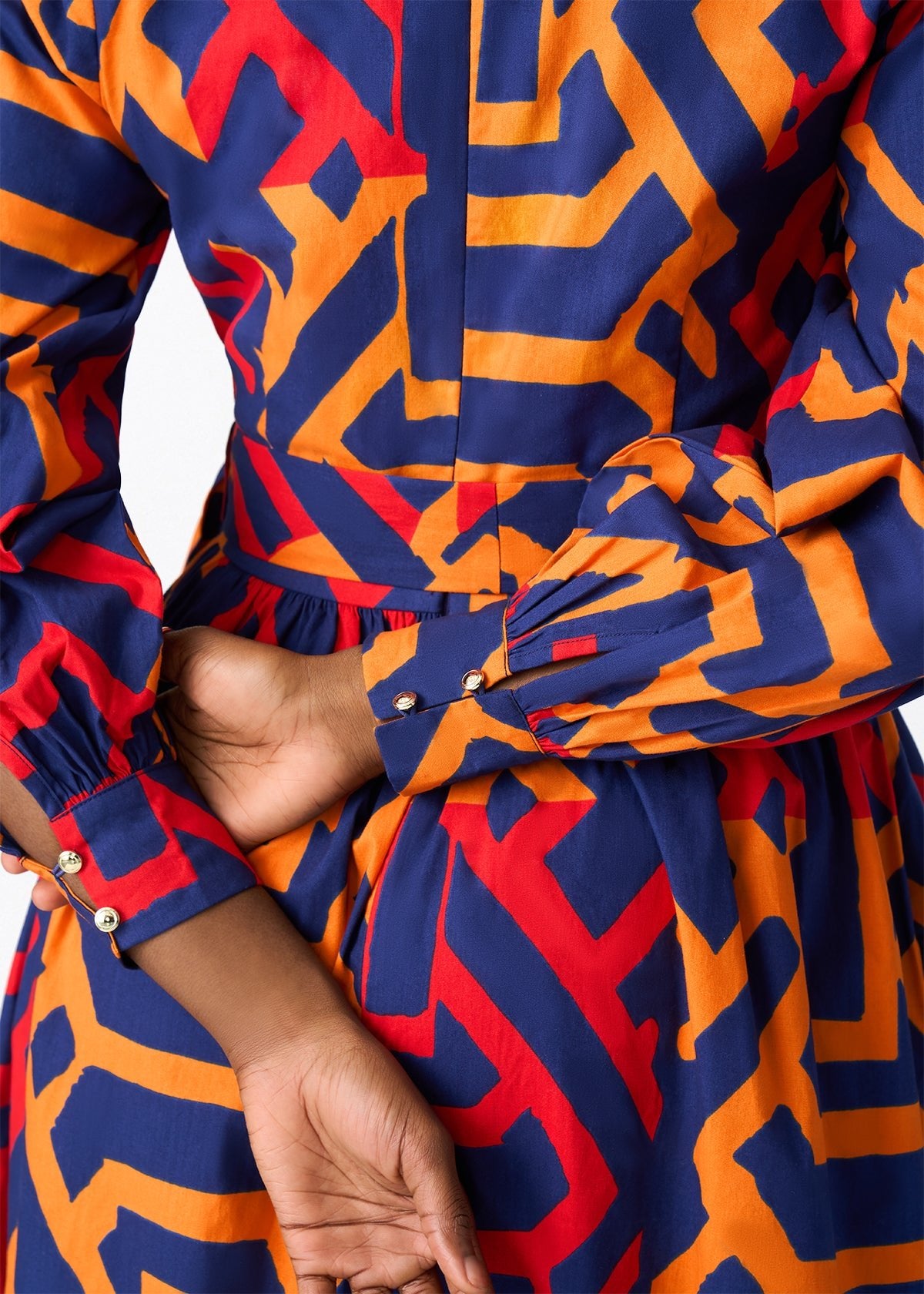 Rehema Women's African Print Maxi Dress (Blue Flame Tribal) - D'IYANU