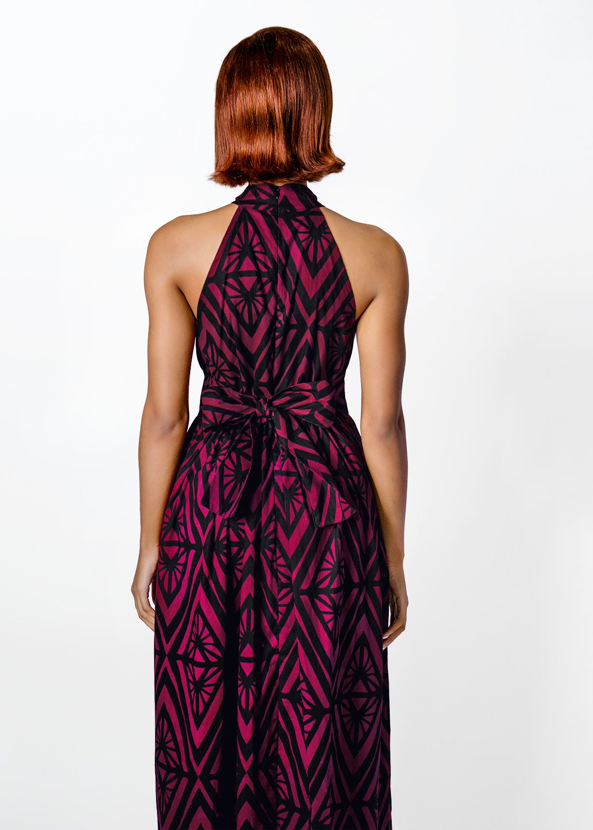 Ronke Womens African Print Maxi Dress (Plum Diamond)
