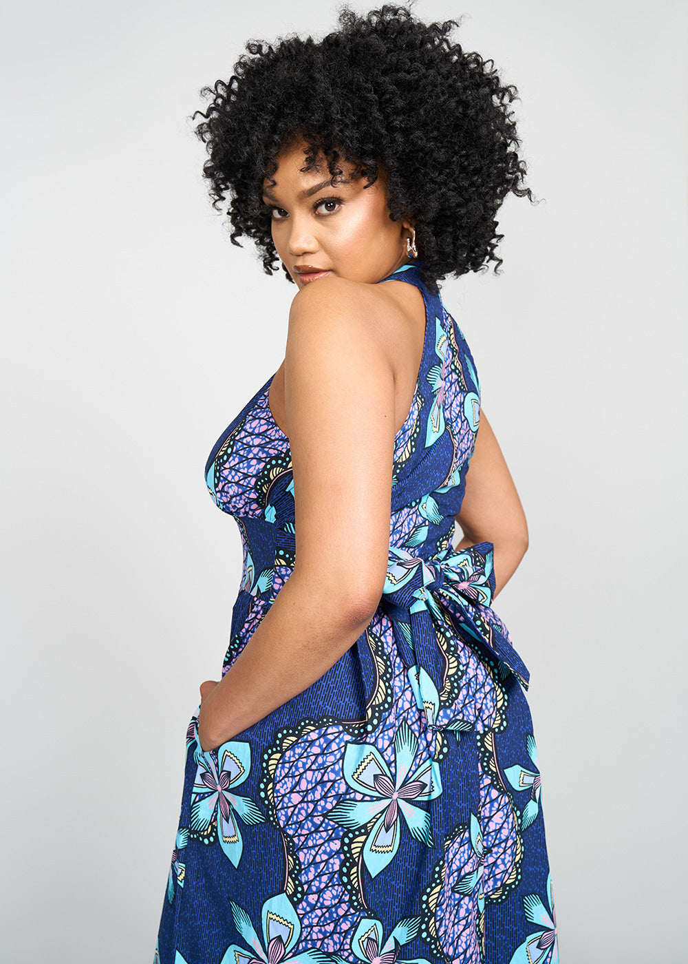 Ronke Women s African Print Maxi Dress Light Blue