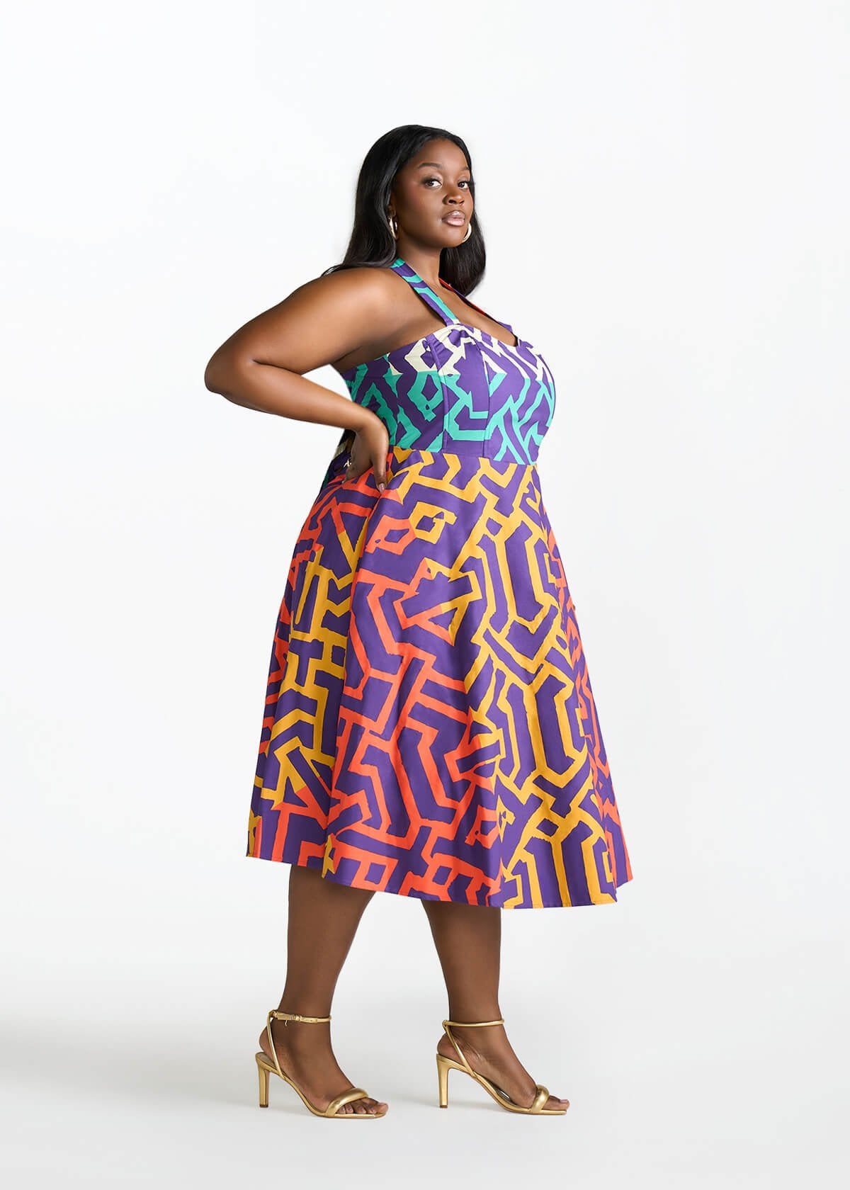 Simisola Women's African Print Corset Dress (Purple Multicolor Tribal) Multicolor - D'IYANU