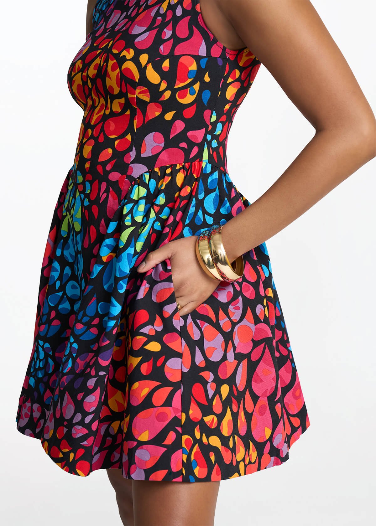 Tadala Women's African Print Stretch Mini Dress (Fuschsia Kaleidoscope) - D'IYANU