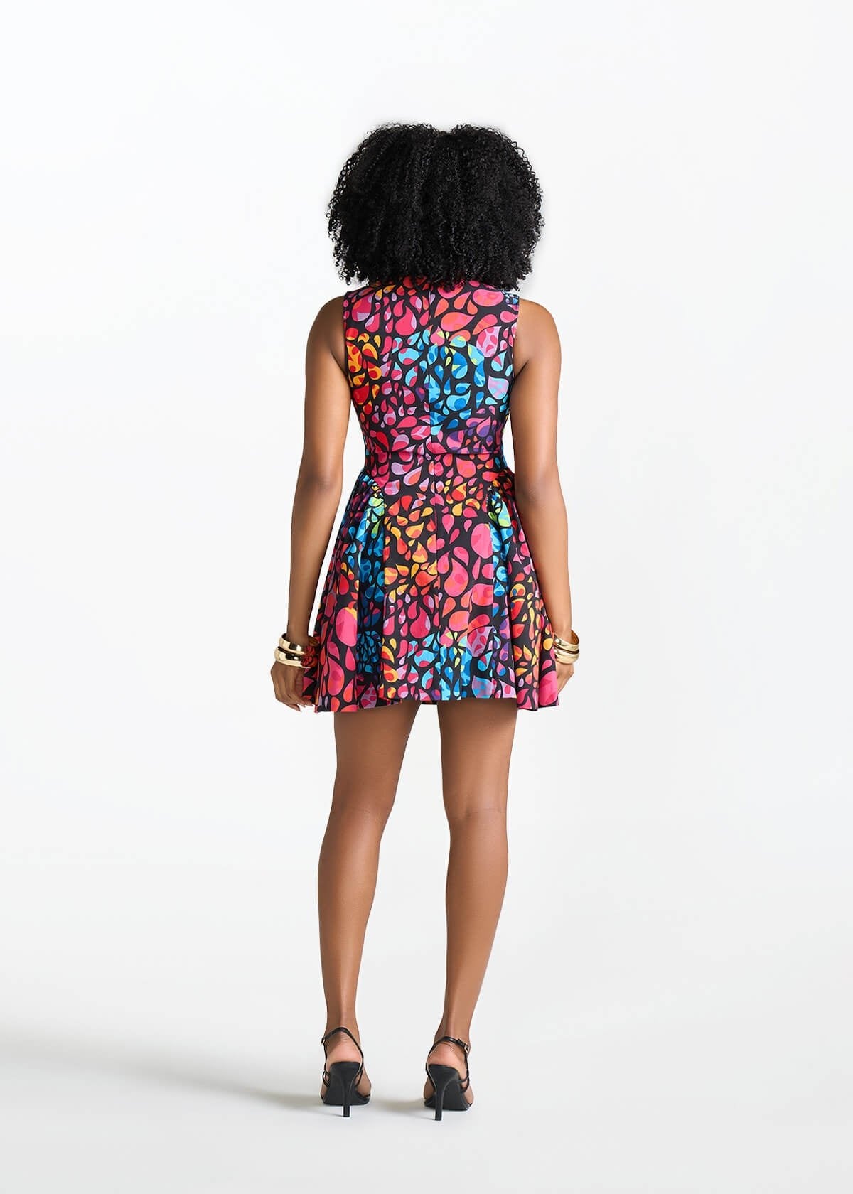Tadala Women's African Print Stretch Mini Dress (Fuschsia Kaleidoscope) - D'IYANU