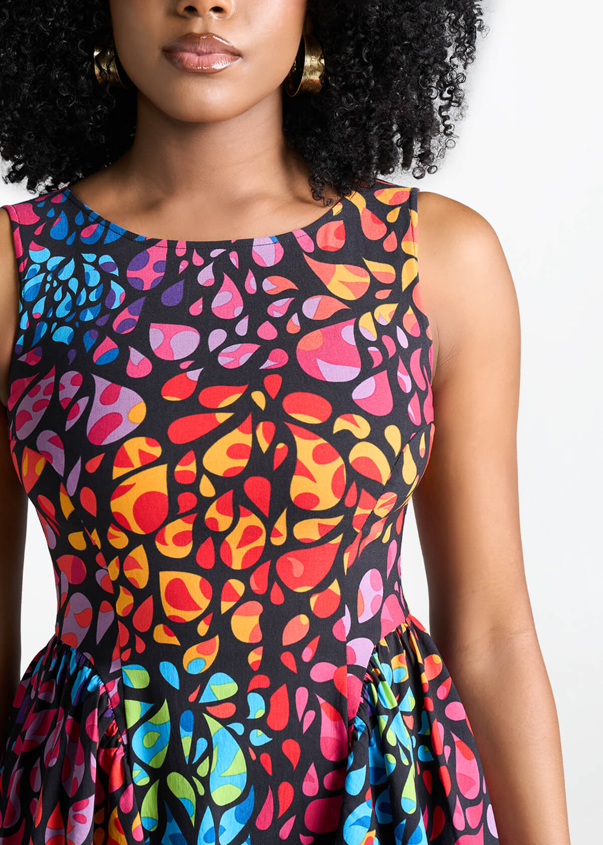 Tadala Women's African Print Stretch Mini Dress (Fuschsia Kaleidoscope) - D'IYANU