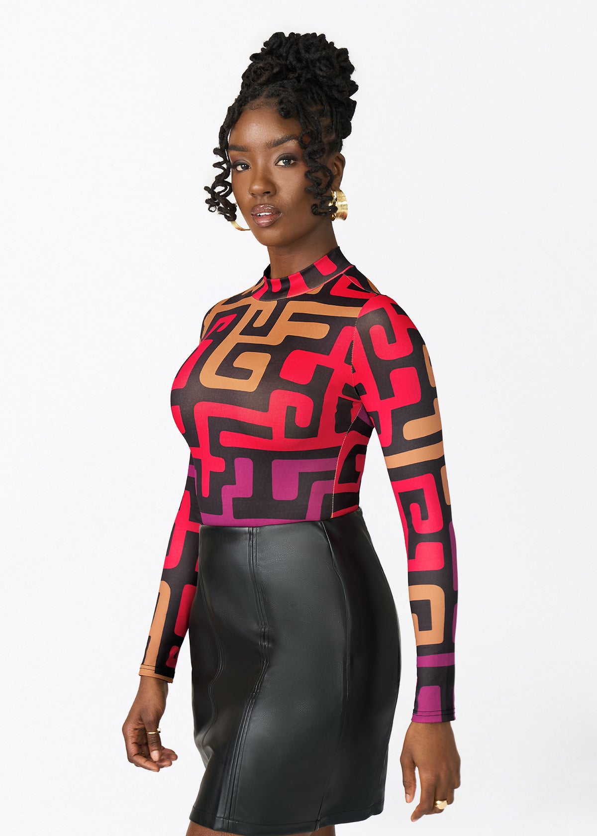 Thabisa Women's African Print Bodysuit (Black Berry Kuba) - D'IYANU