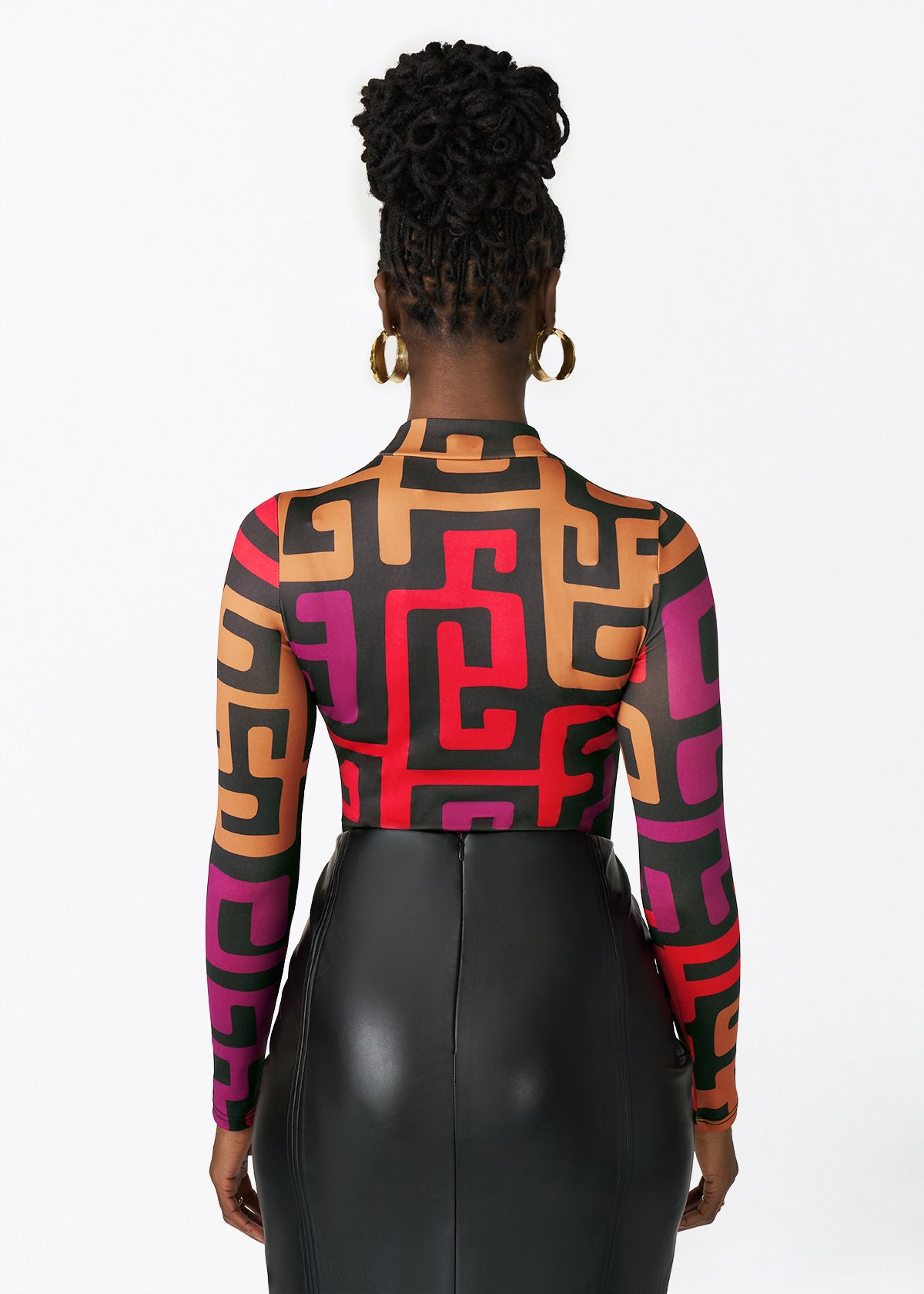 Thabisa Women's African Print Bodysuit (Black Berry Kuba) - D'IYANU