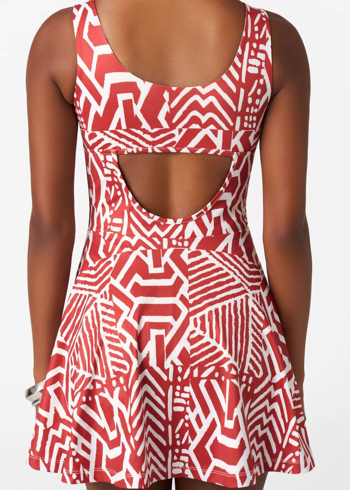 Thandie Women's African Print Sports Dress (Brick Multipattern) - D'IYANU