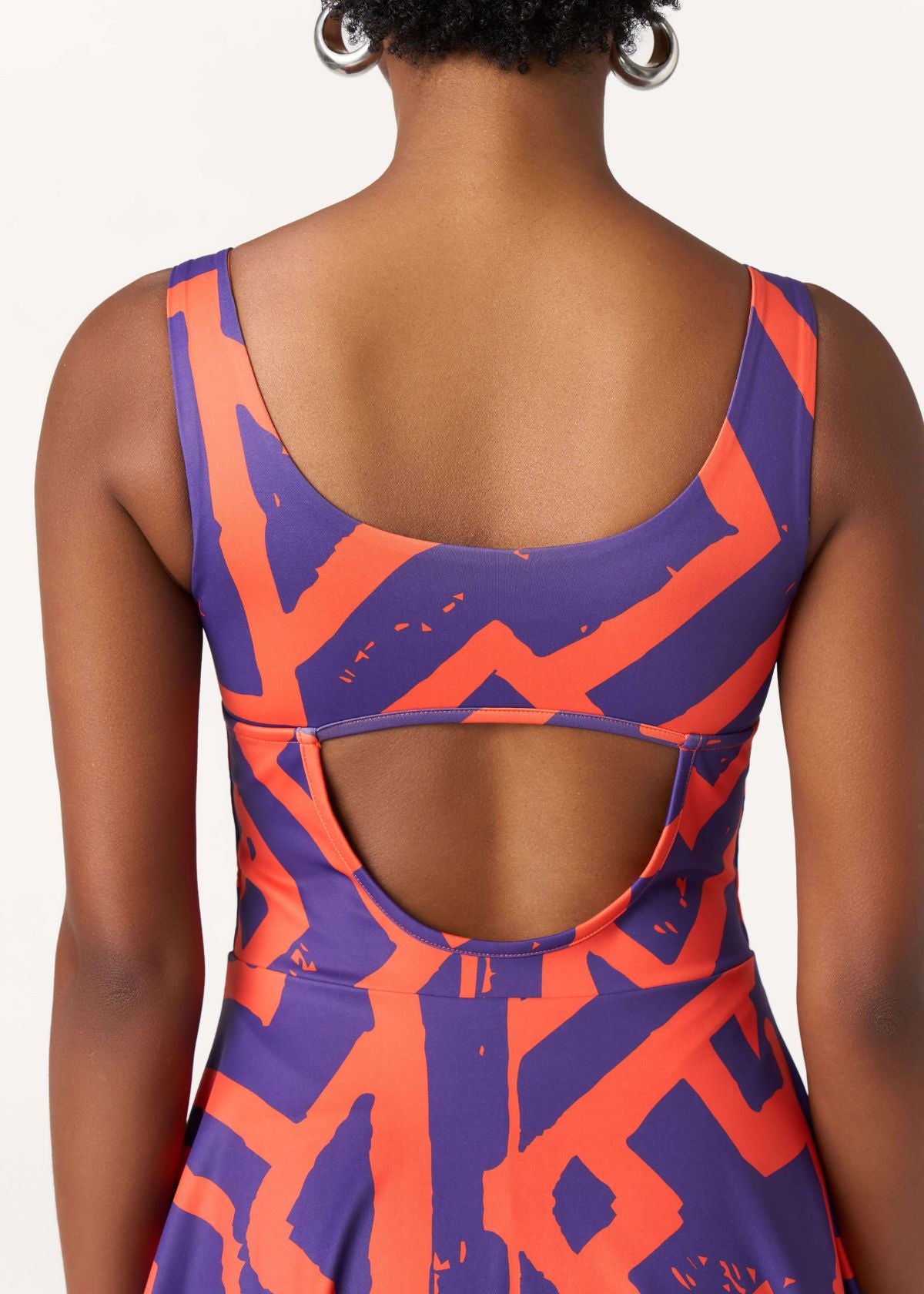 Thandie Women's African Print Sports Dress (Purple Orange Tribal) - D'IYANU