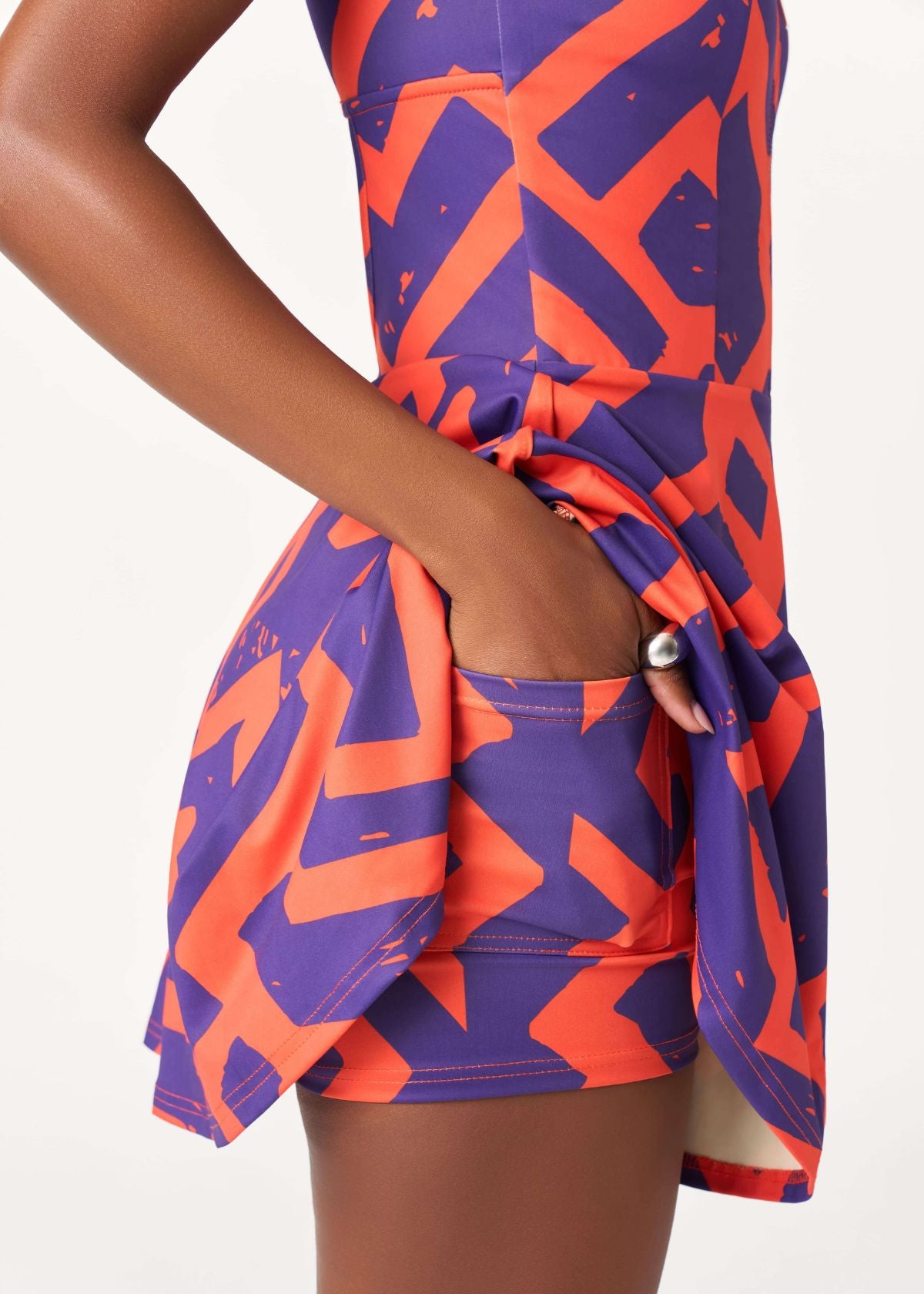 Thandie Women's African Print Sports Dress (Purple Orange Tribal) - D'IYANU