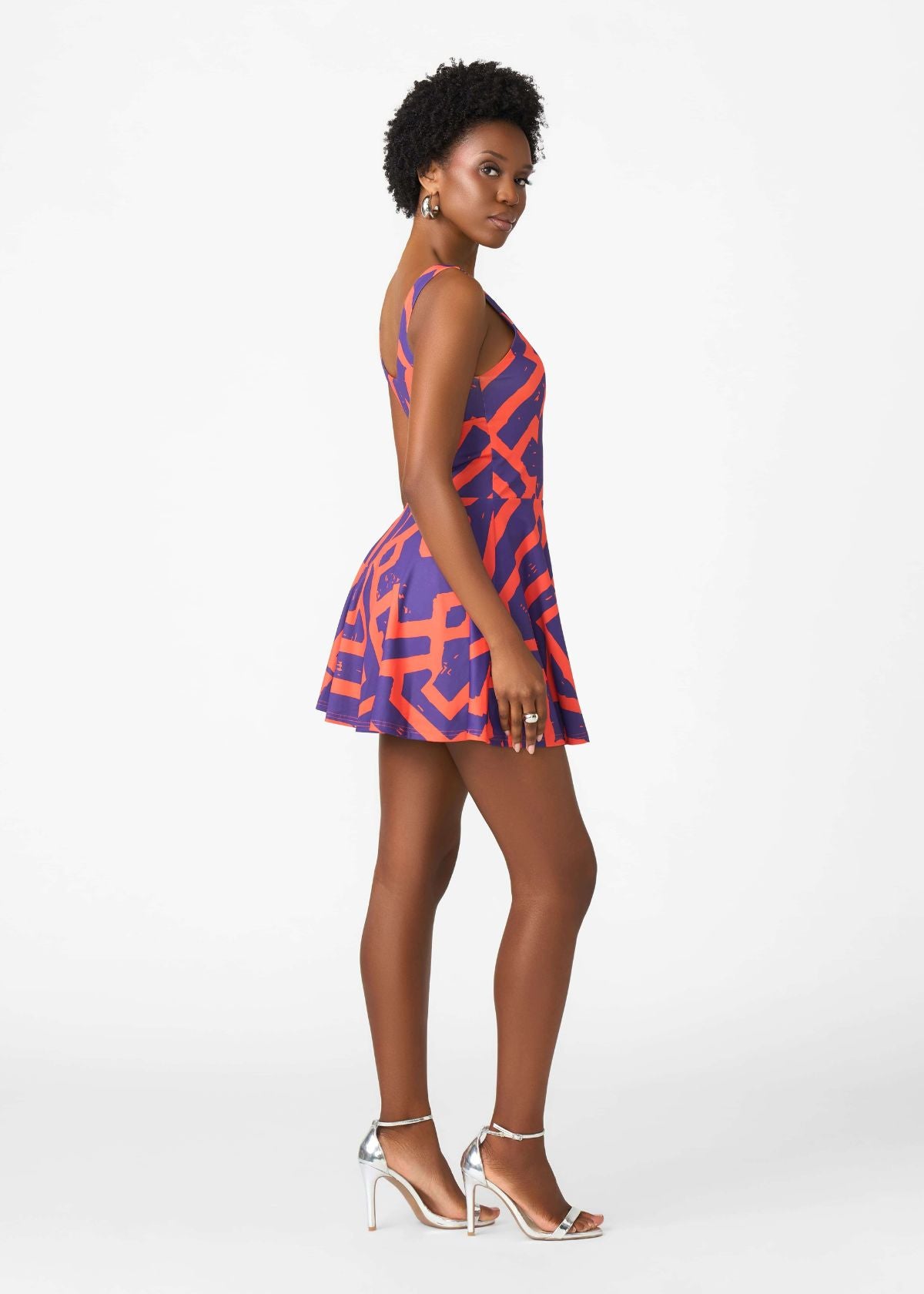 Thandie Women's African Print Sports Dress (Purple Orange Tribal) - D'IYANU