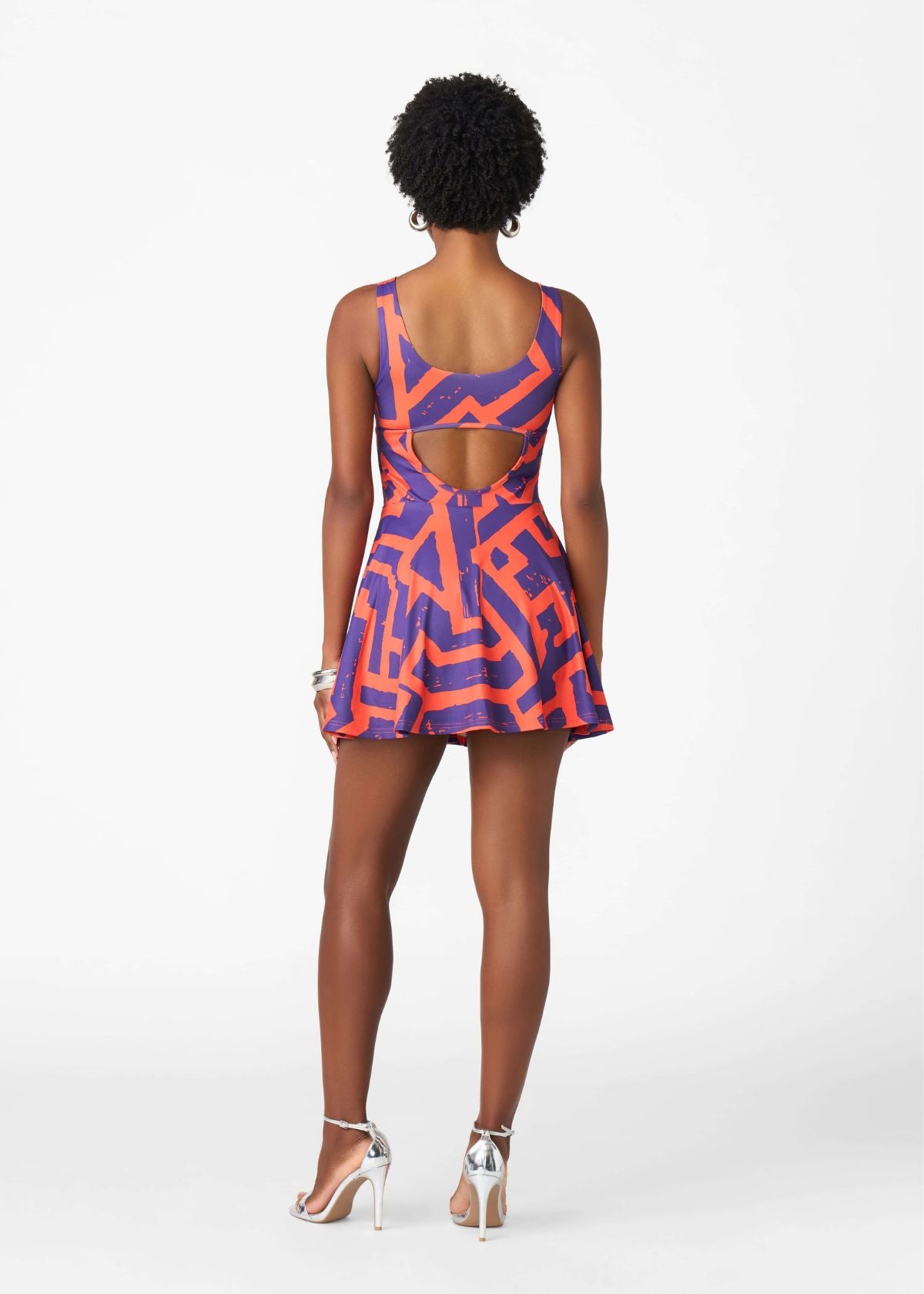Thandie Women's African Print Sports Dress (Purple Orange Tribal) - D'IYANU