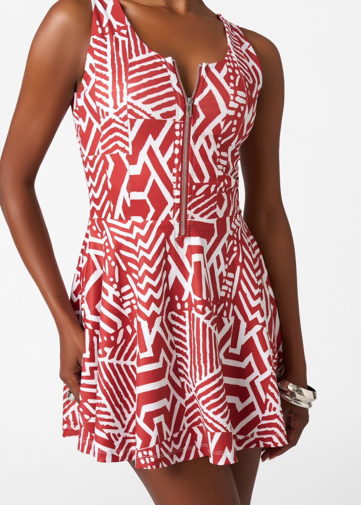 Thandie Women's African Print Sports Dress (Brick Multipattern) - D'IYANU