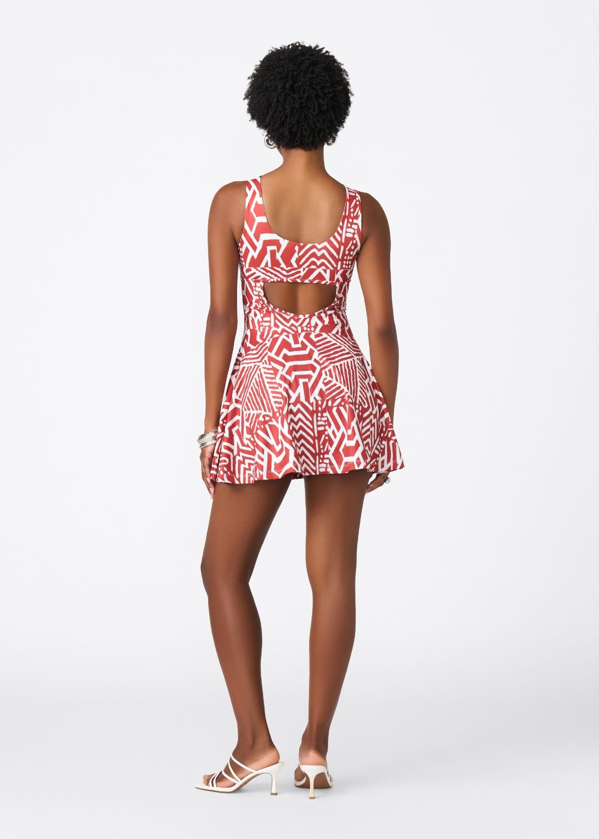 Thandie Women's African Print Sports Dress (Brick Multipattern) - D'IYANU