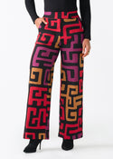 Thema Women's African Print Stretch Wide Leg Pants (Black Berry Kuba)