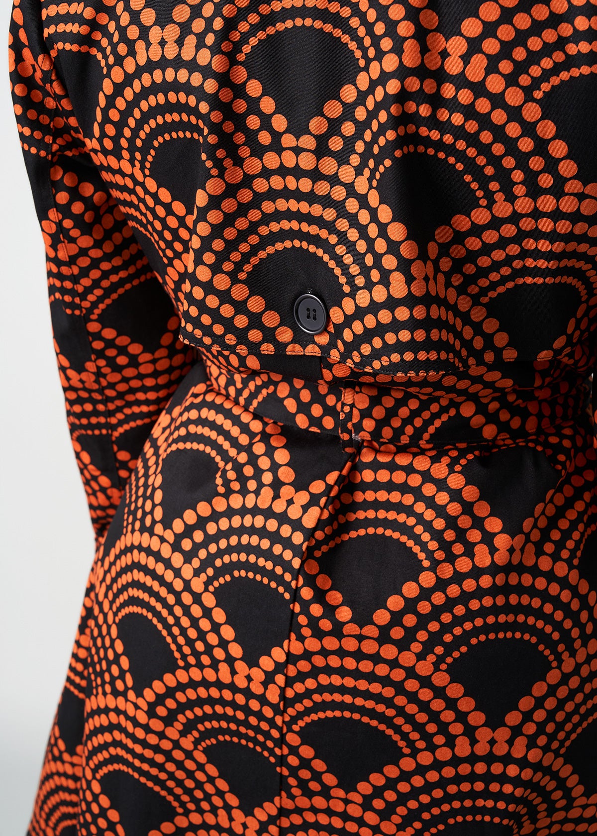 Tiasale Women's African Print Utility Trench Coat (Black Amber Dots) - Clearance