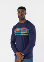 Toma Men's African Print Applique T-Shirt (Navy Gold Kente) - D'IYANU