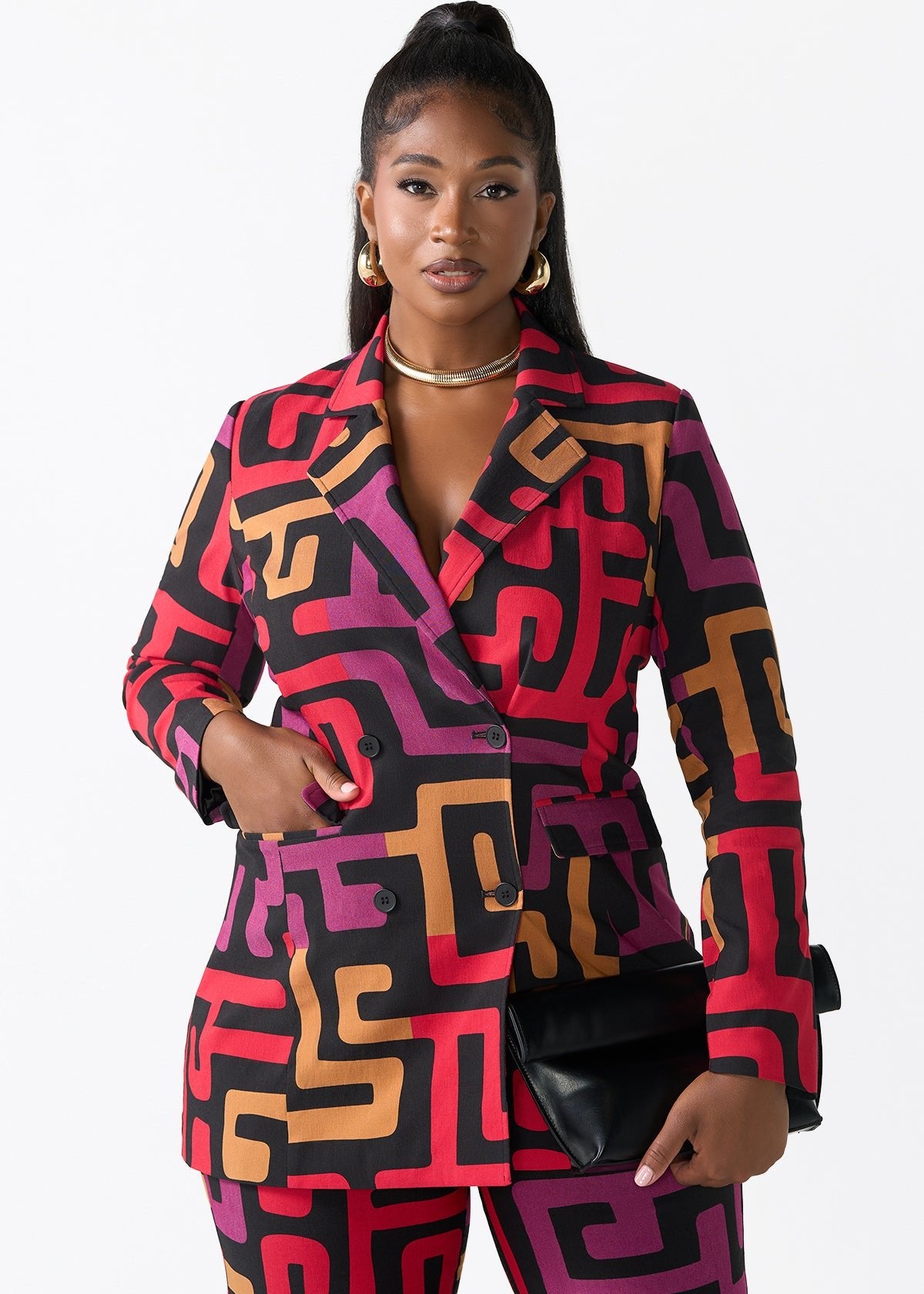 Uyai African Print Stretch Blazer