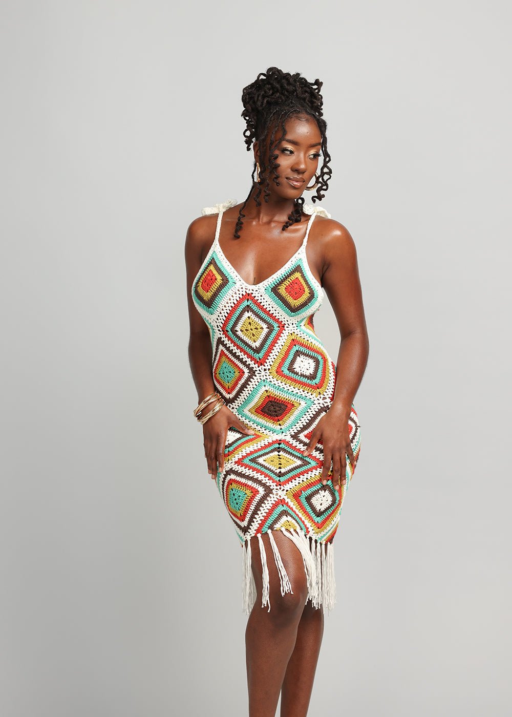 Hasina Women’s Crochet Dress (Contrast Diamond Crochet) - Clearance