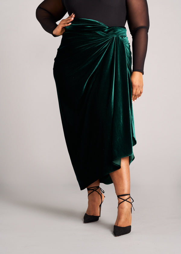 Iro Women's Velvet Wrap Skirt (Emerald)