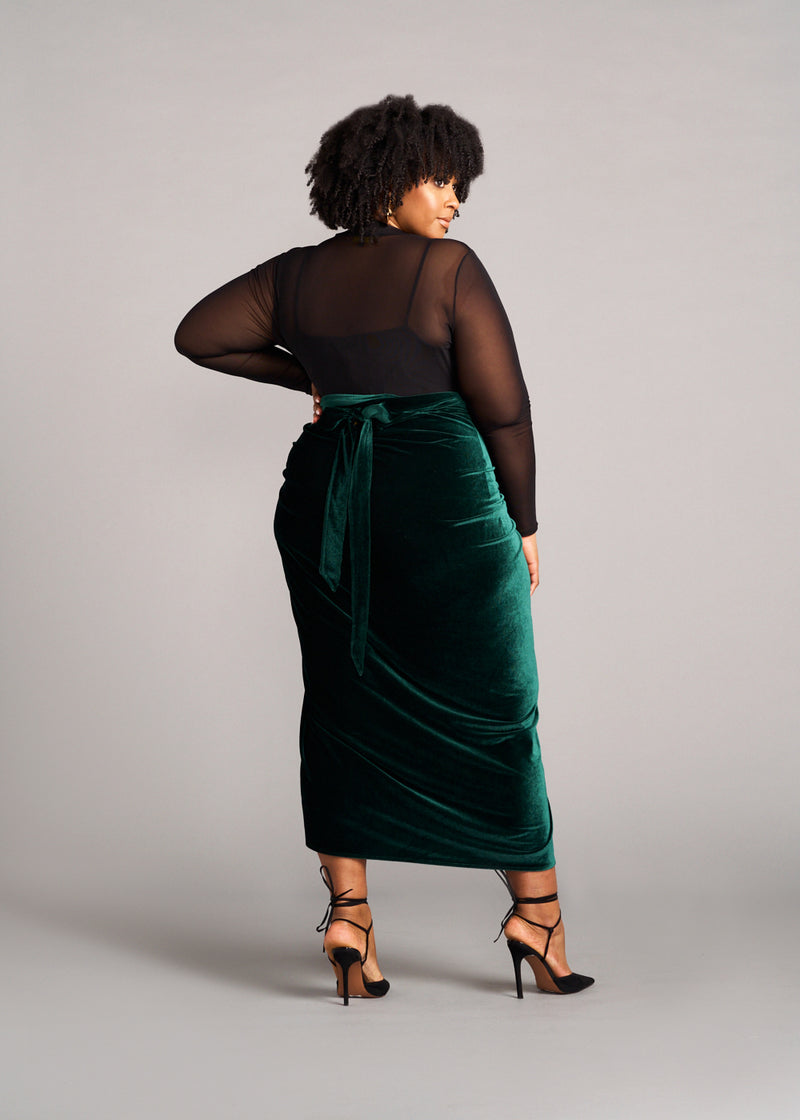 Iro Women's Velvet Wrap Skirt (Emerald)