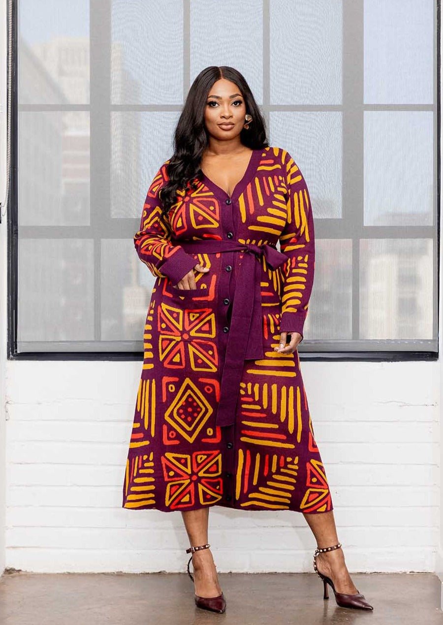 Man Plum Cardigan Women's Aisha Women's African Print