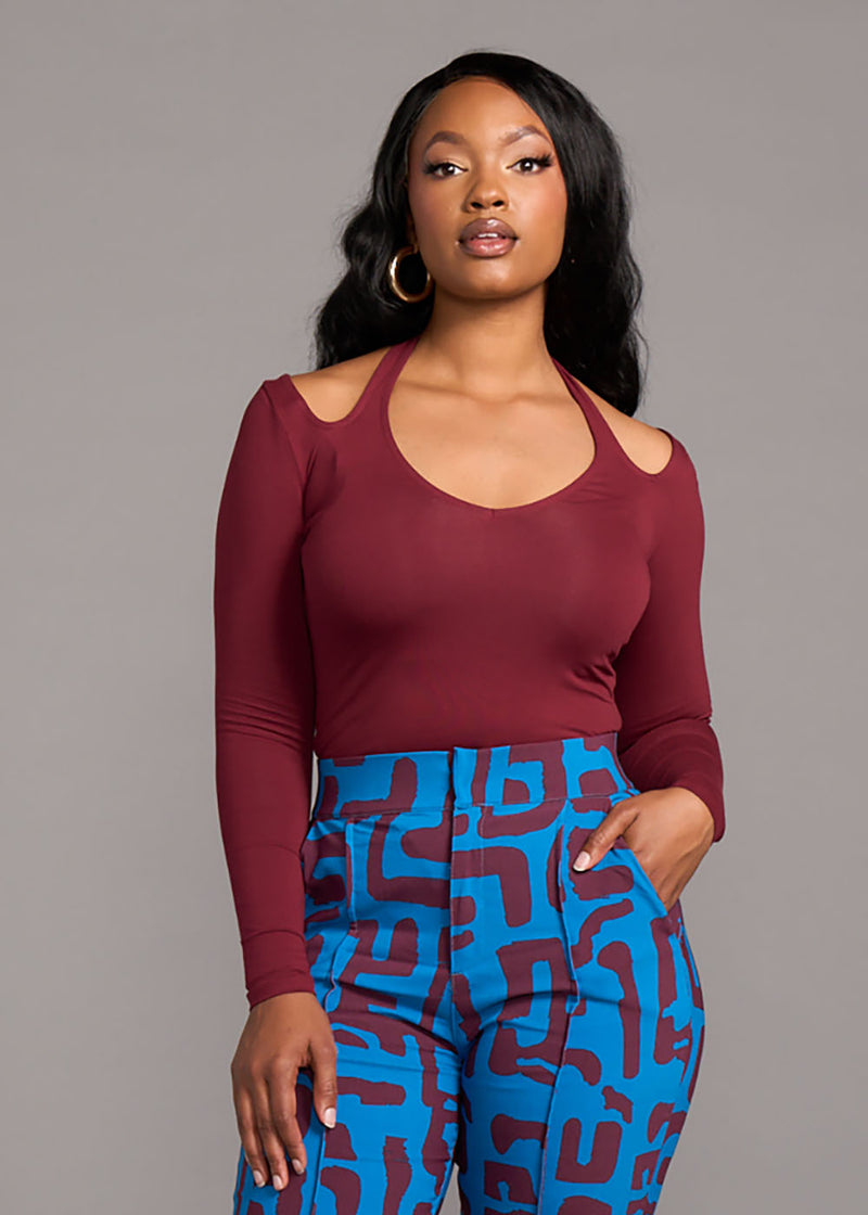 Zainab Women's Halter Bodysuit (Burgundy)