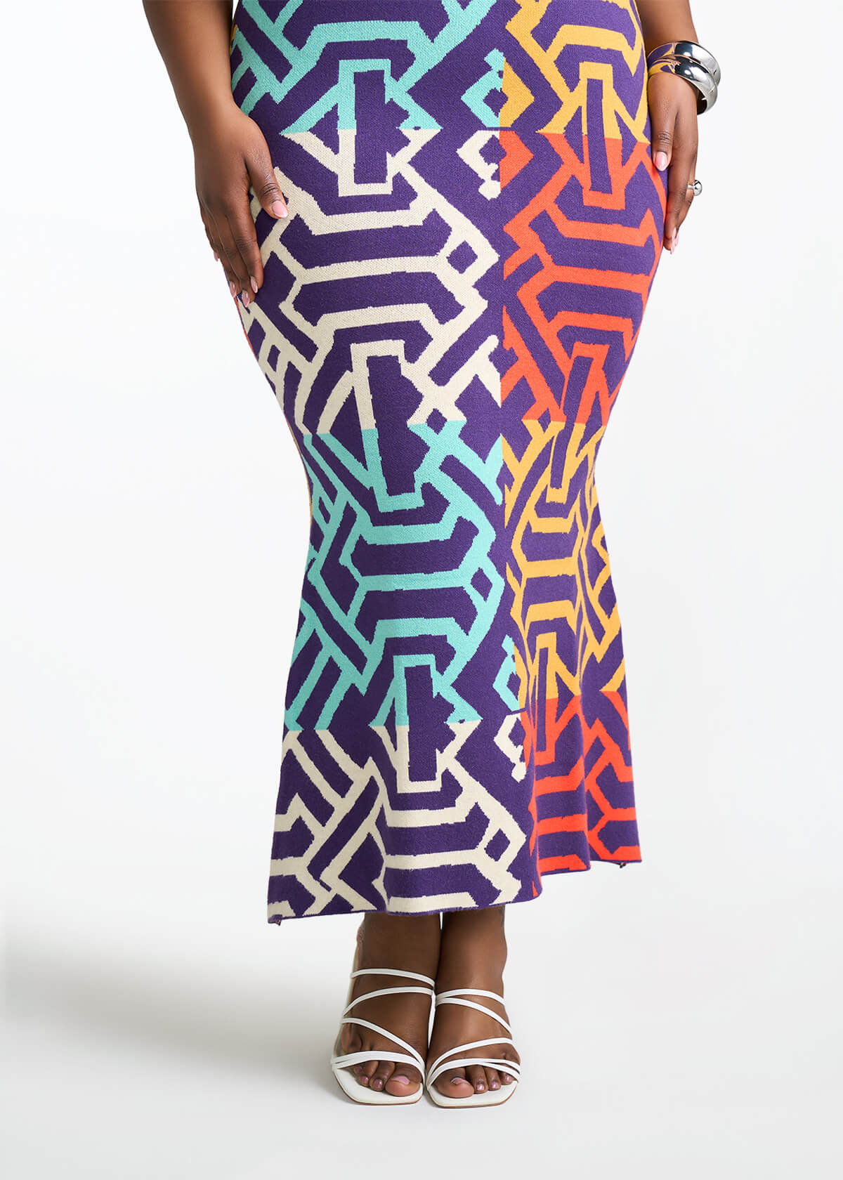 Zolani Women's African Print Knit Dress (Purple Multicolor Tribal) - D'IYANU
