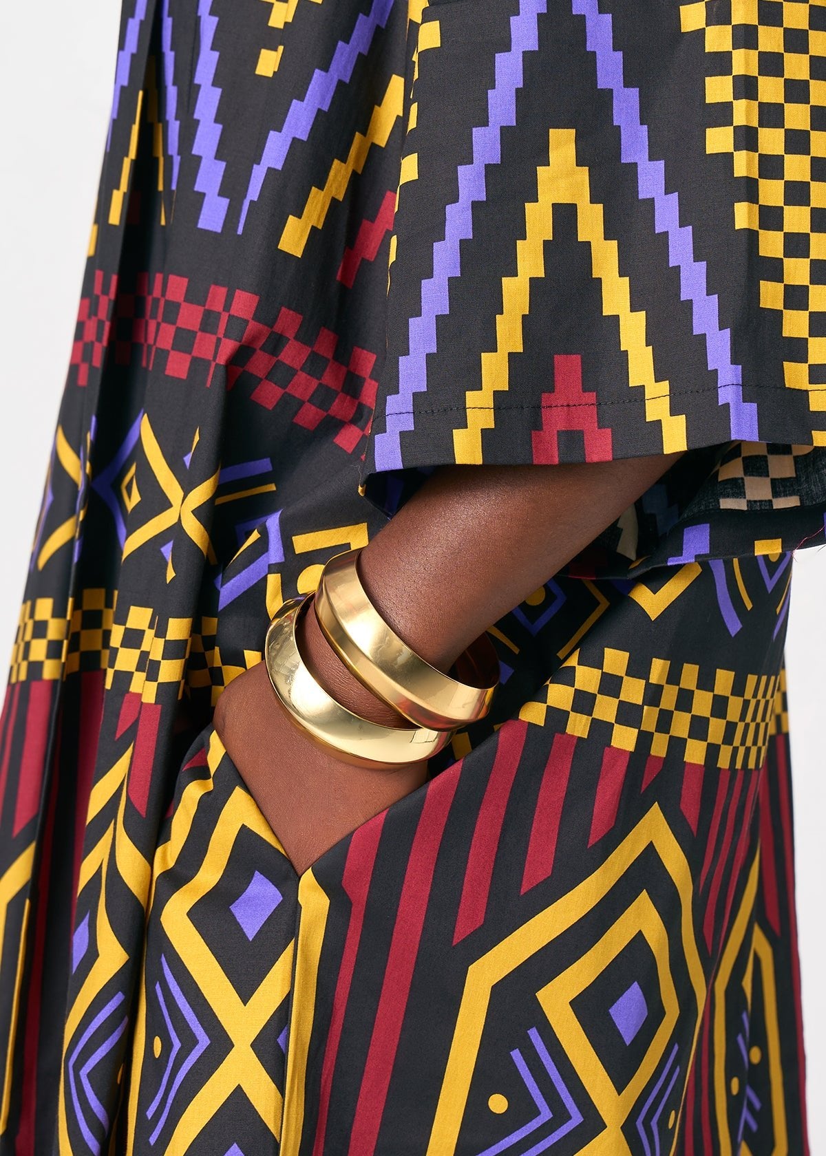 Amina Women's African Print Kimono (Black Burgundy Tribal) - D'IYANU