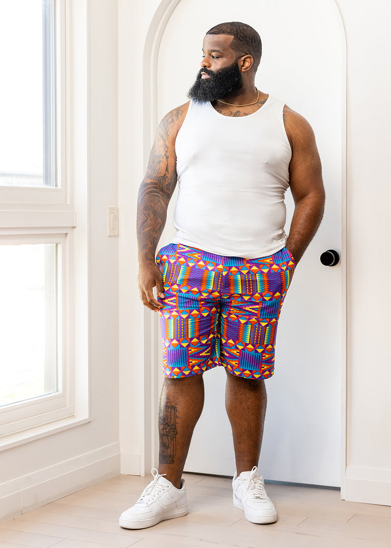 Debare African Print Shorts (Rainbow Kente)