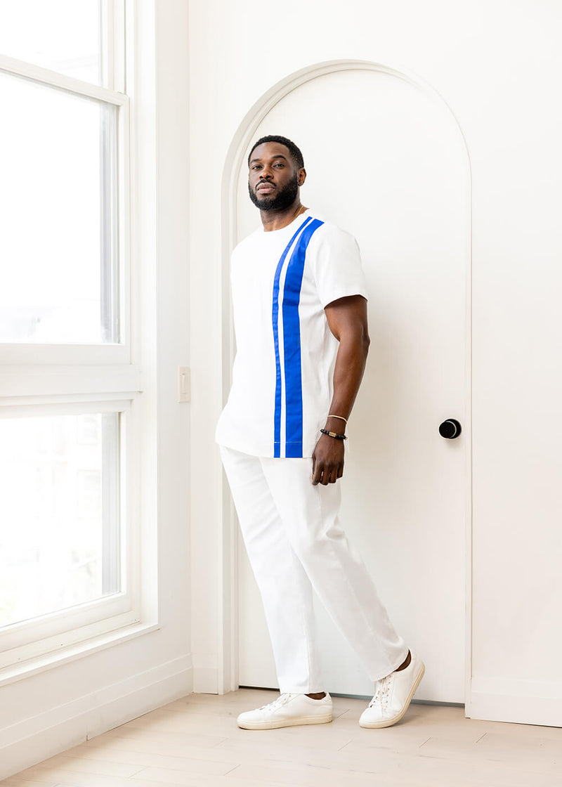 Azi Men's African Short Sleeve Tunic (White)