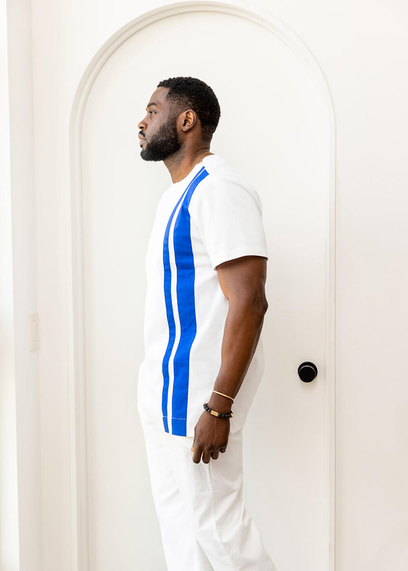 Azi Men's African Short Sleeve Tunic (White)