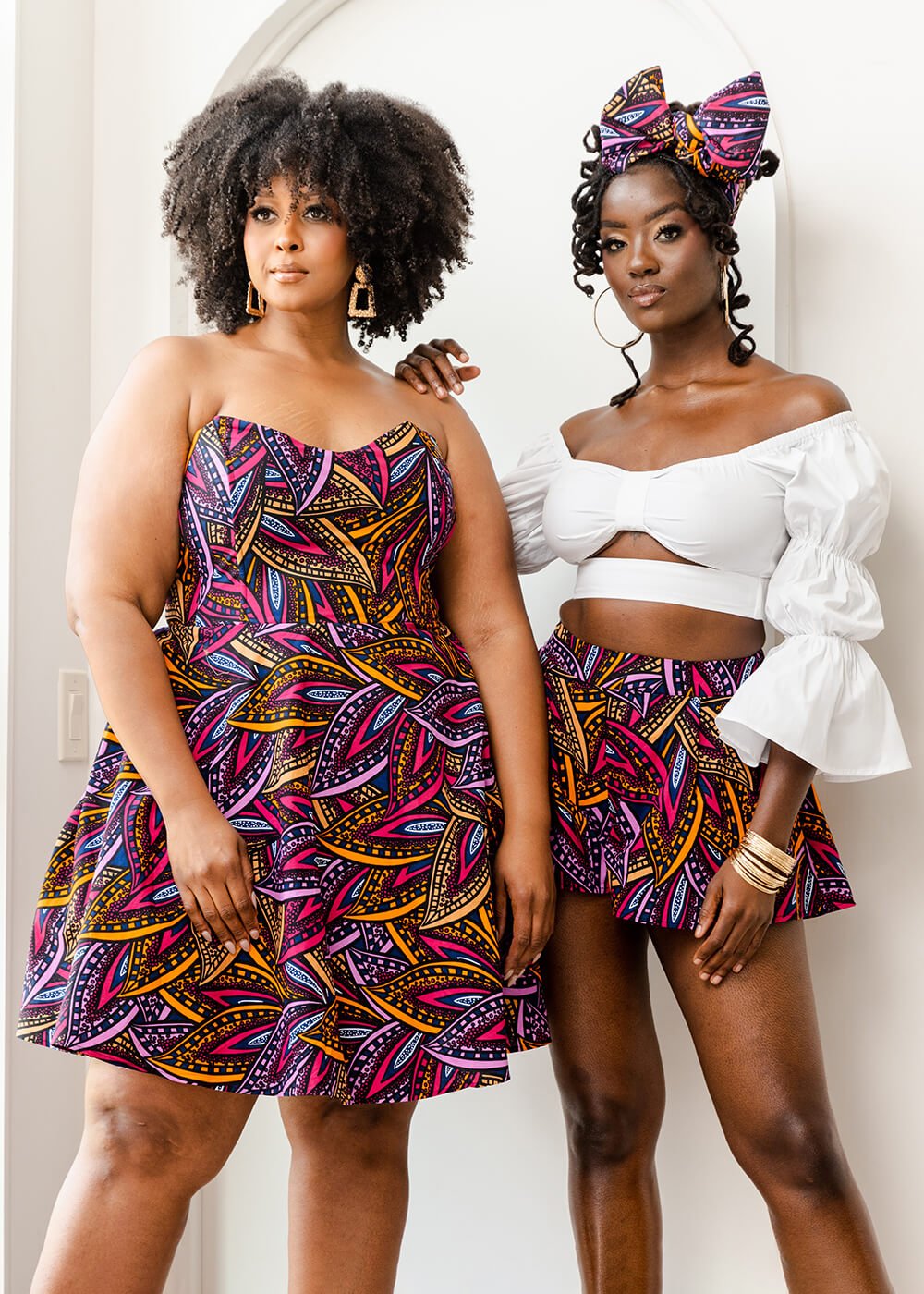 Jioni Women's African Print Corset Dress (Sunset Leaves) - D'IYANU