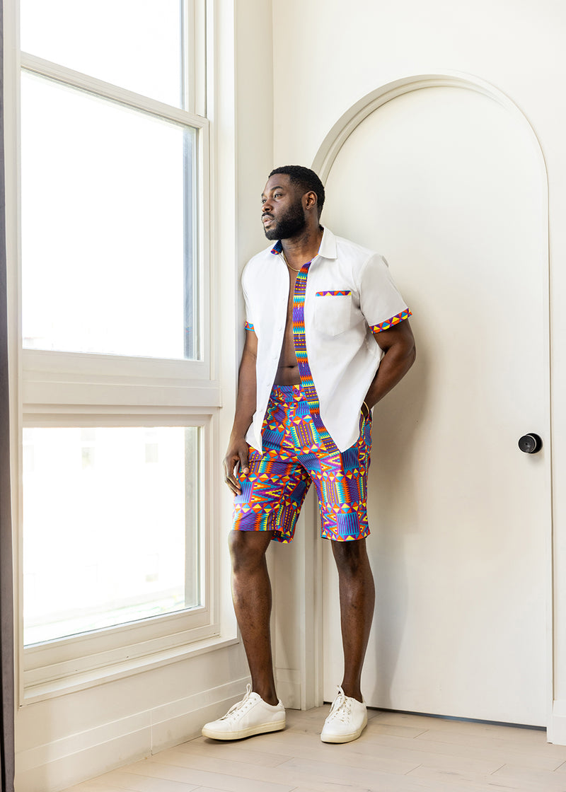 Debare African Print Shorts (Rainbow Kente)
