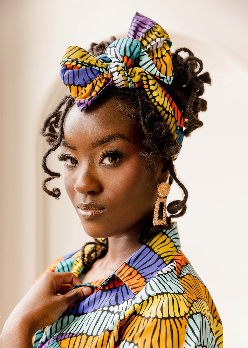 African Print Headwrap/Scarf (Abstract Lines)