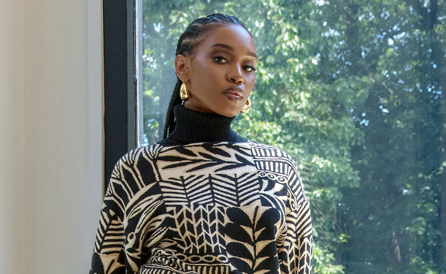 Jalia African Print Stretch Gown (Black Spice Medallion)