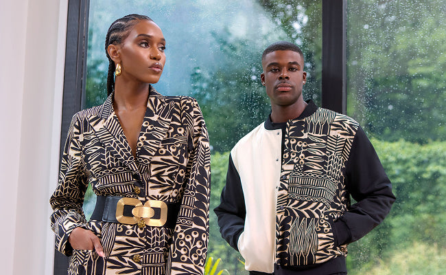 Jalia African Print Stretch Gown (Black Spice Medallion)