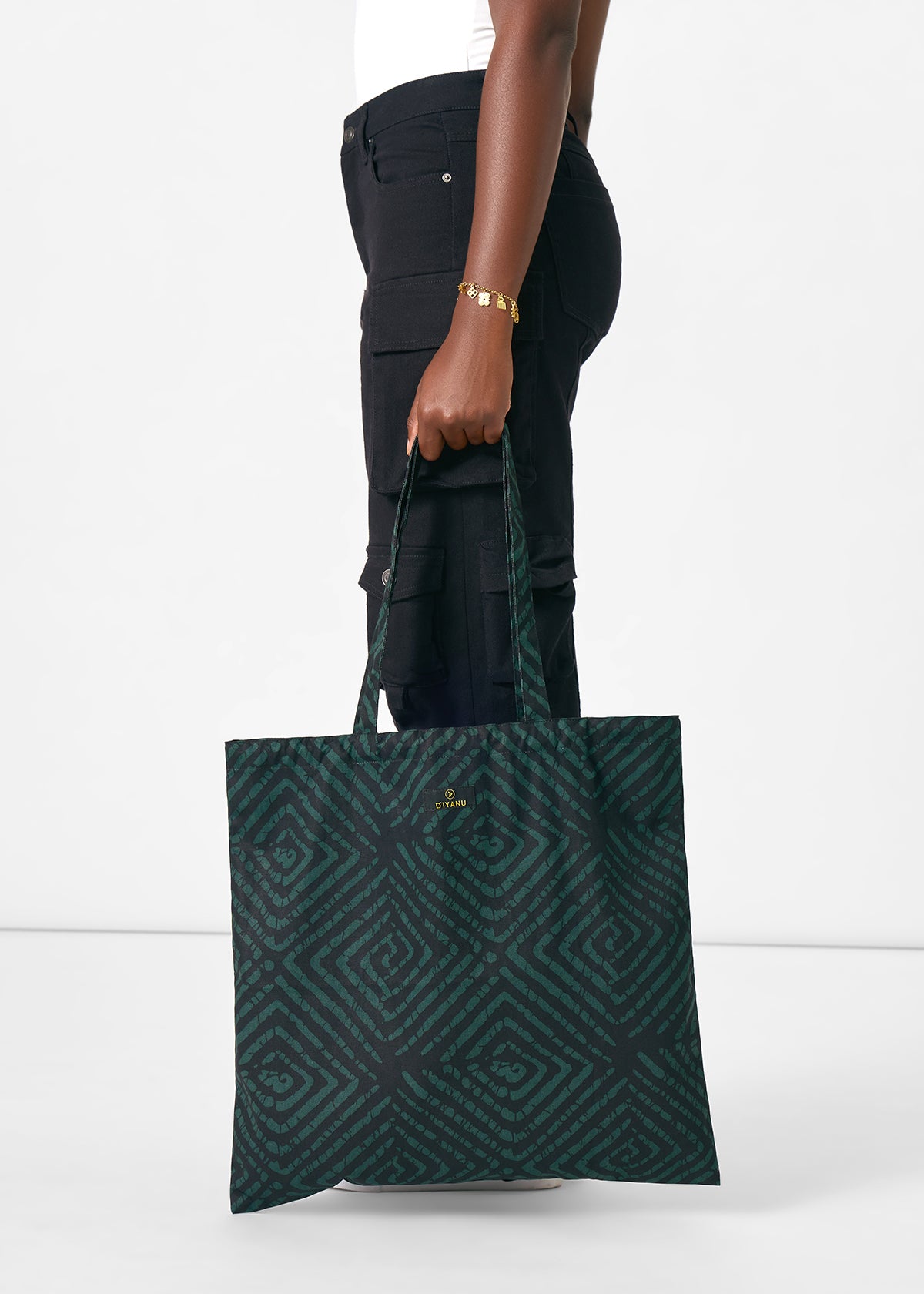 Kya Women's African Print Tote Bag (Malachite Diamond Adire) - D'IYANU
