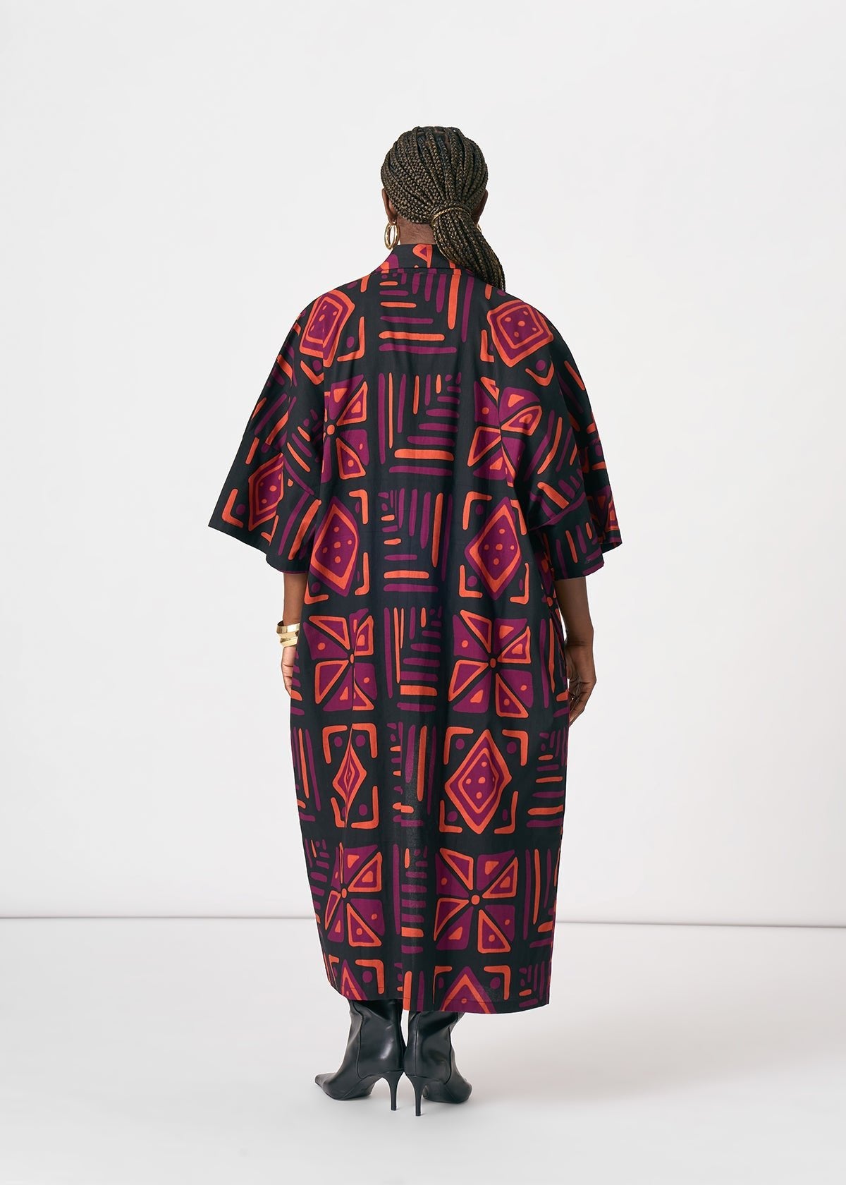 Ondina Women's African Print Kimomo (Black Peach Tribal) - D'IYANU
