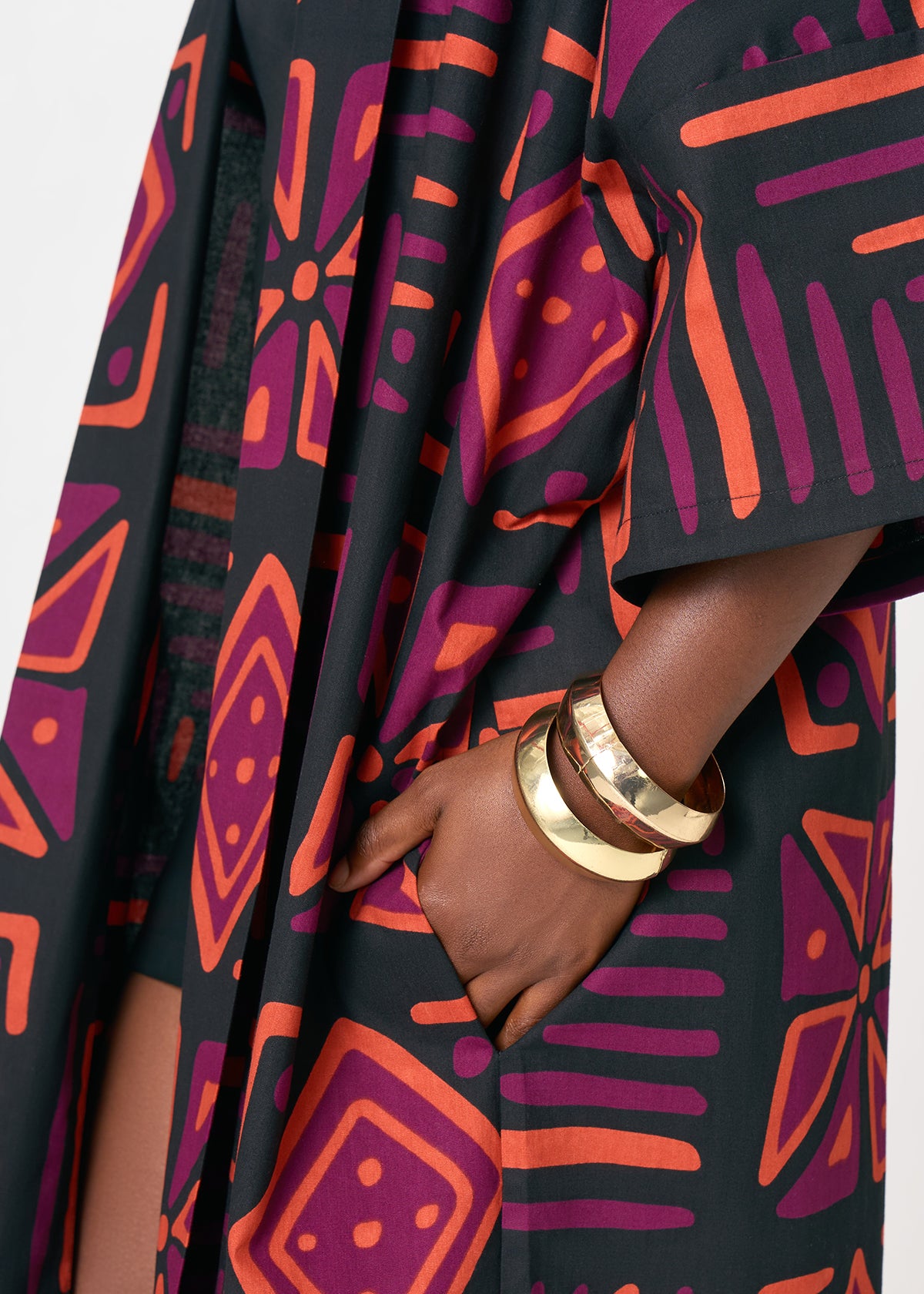 Ondina Women's African Print Kimomo (Black Peach Tribal) - D'IYANU