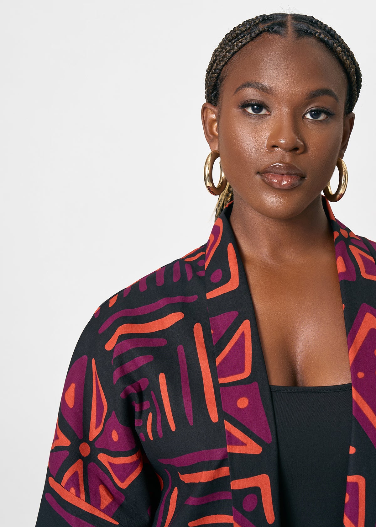Ondina Women's African Print Kimomo (Black Peach Tribal) - D'IYANU