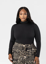 Thabisa Women's African Print Mock Neck Bodysuit (Black)