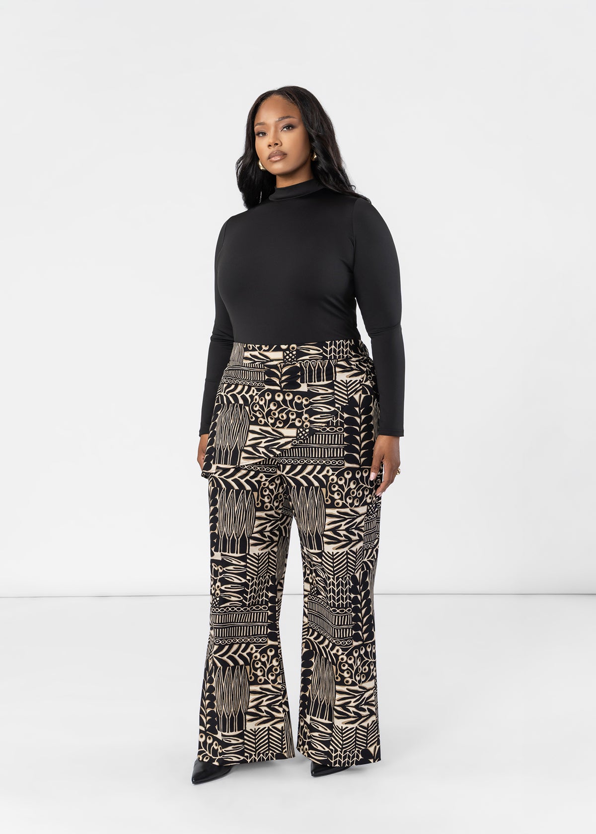Thabisa Women's African Print Mock Neck Bodysuit (Black)