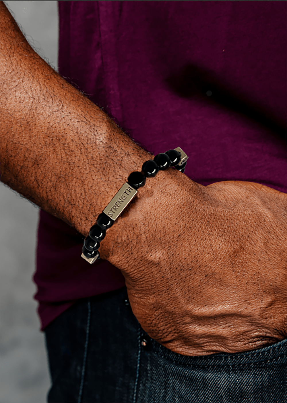 Agbara Adinkra Symbol Beaded Bracelet