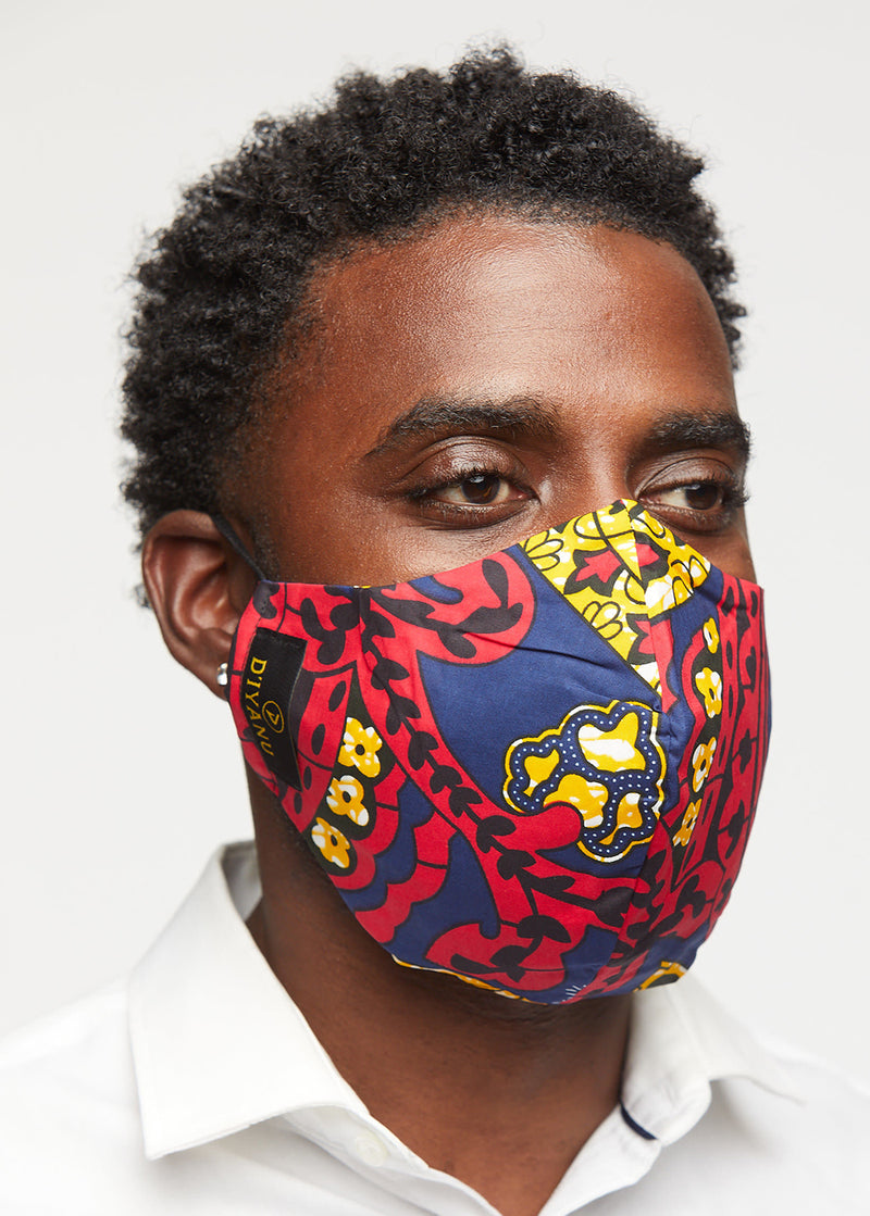 Dabo African Print 2 Layer Reusable Face Mask (Navy Gold Paisley)-Clearance