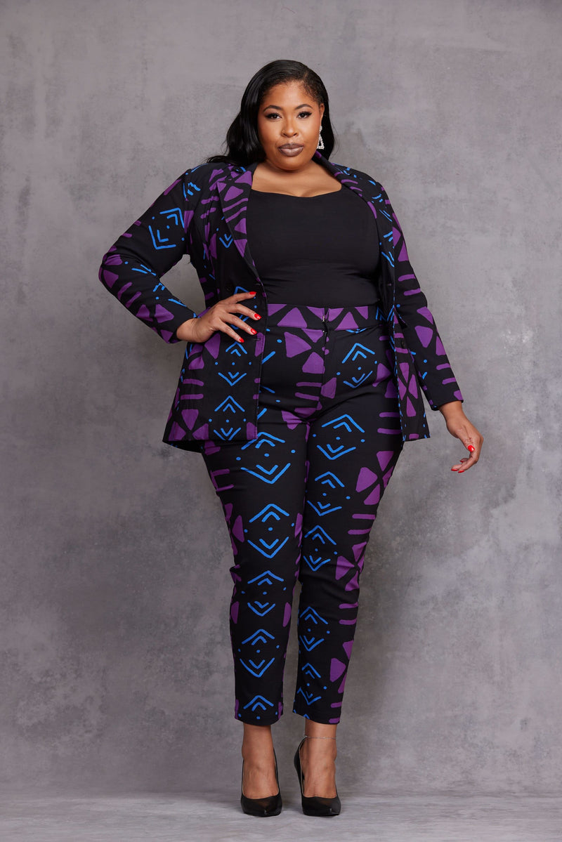 African Print Bomber Jacket, Hajia Purple