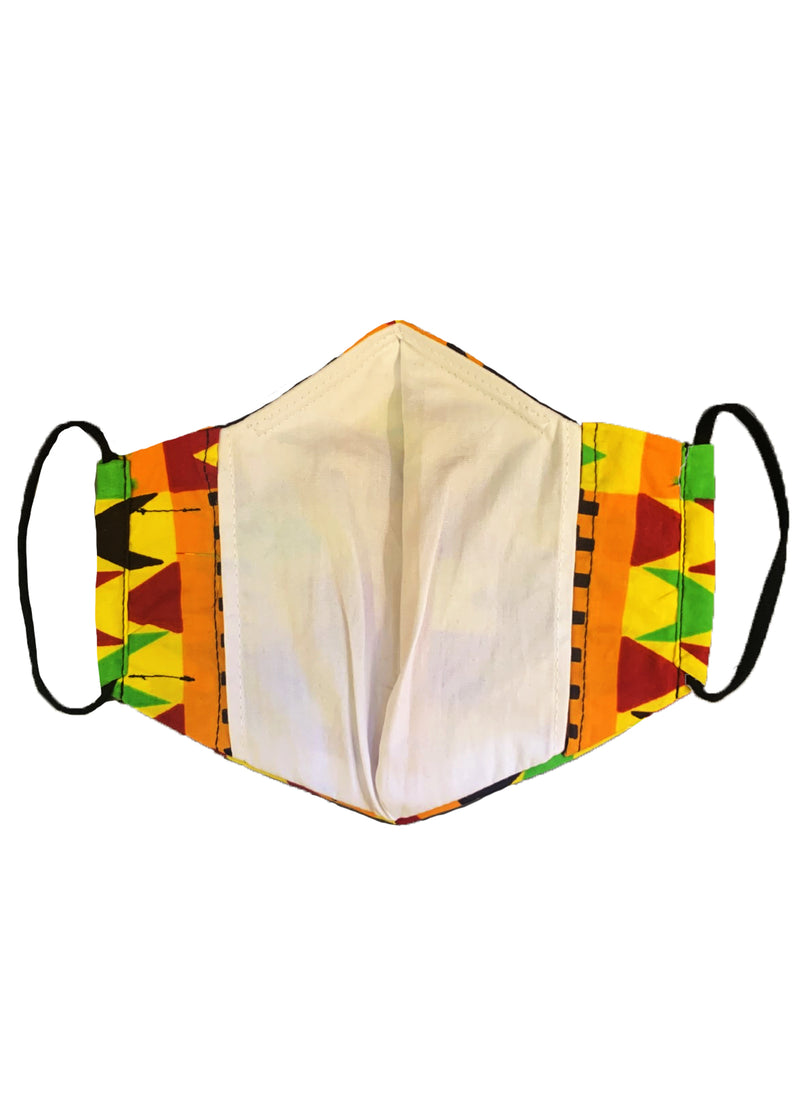 Dabo African Print 2 Layer Reusable Face Mask (Gold Maroon Kente)-Clearance