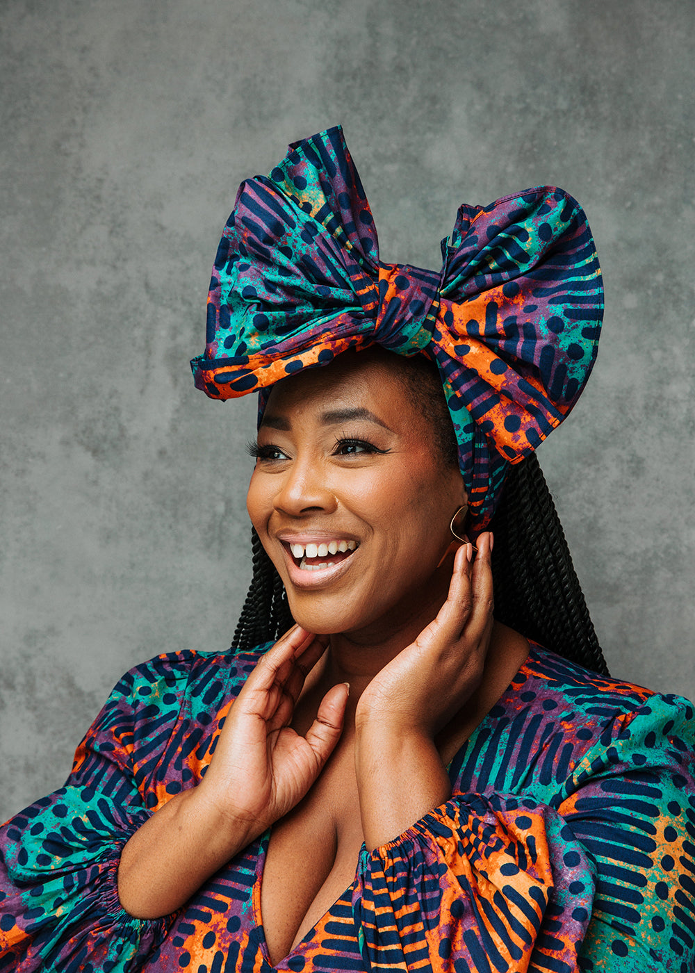 African Print Head Wrap/Scarf (Jade Amber Adire)