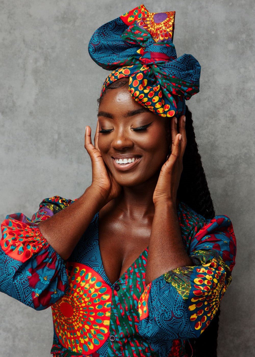 Women's African Print Head Wrap/Scarf (New Harvest Multipattern) - D'IYANU