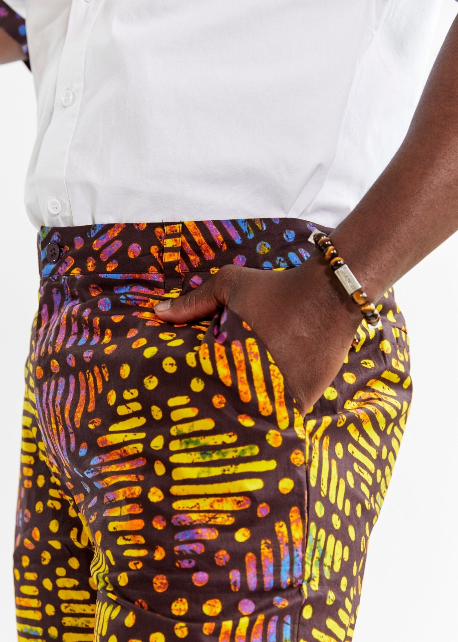 Irele Beaded Humility and Strength Adinkra Symbol Bracelet (Brown) - D'IYANU