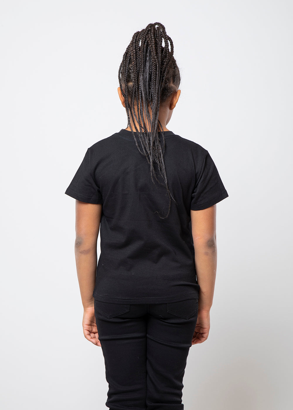 Haji Kid's African Print Applique T-shirt (Black/Black Red Kente) - Clearance