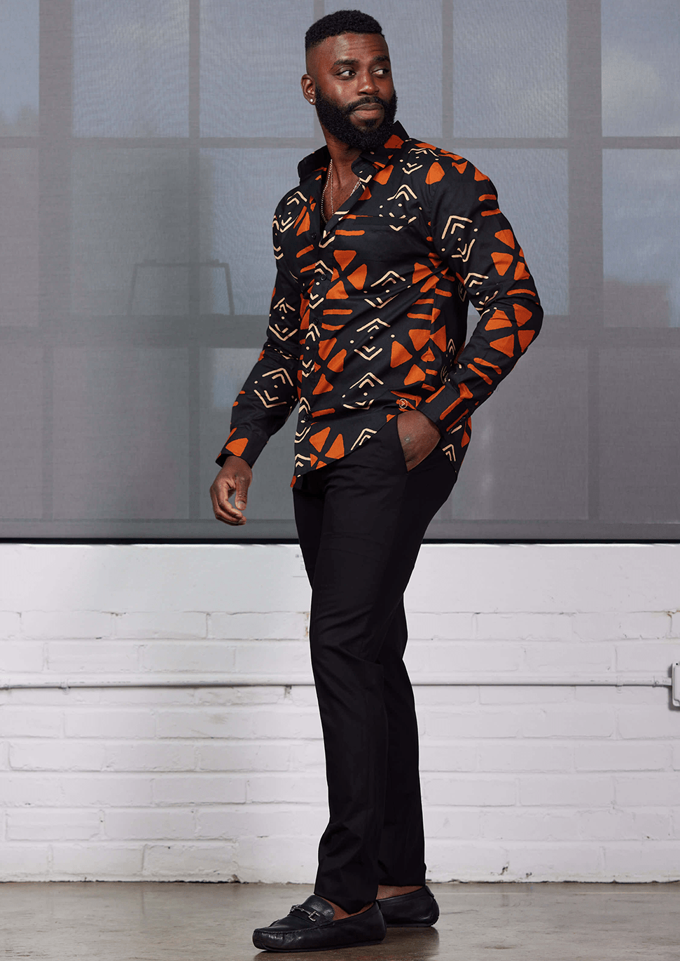 Button Down African Print Dresses For Men Chane Men's African